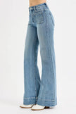 RISEN High Rise Wide Flare Patch Pocket Jeans  Style Ratio