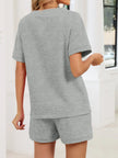 Notched Short Sleeve Top and Shorts Set  Style Ratio