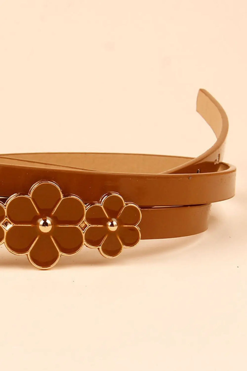 Flower Decor Skinny PU Belt  Style Ratio