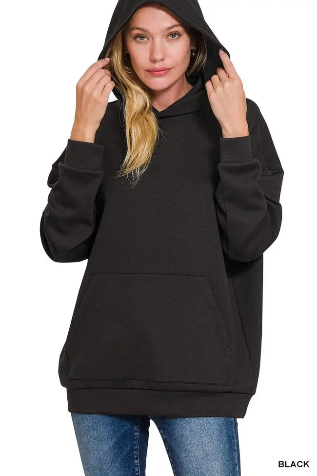 Zenana Oversized Scuba Hoodie with Kangaroo Pocket  Style Ratio