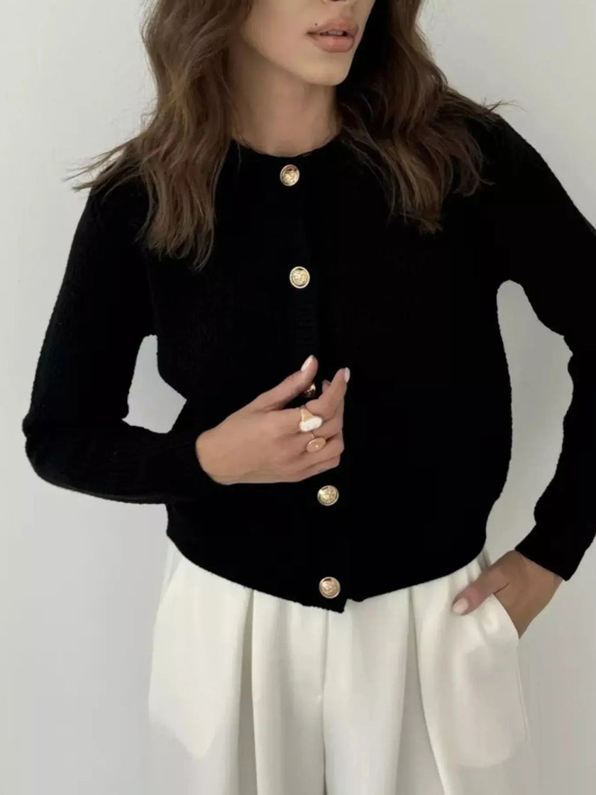 Button Up Texture Knit Cardigan  Style Ratio