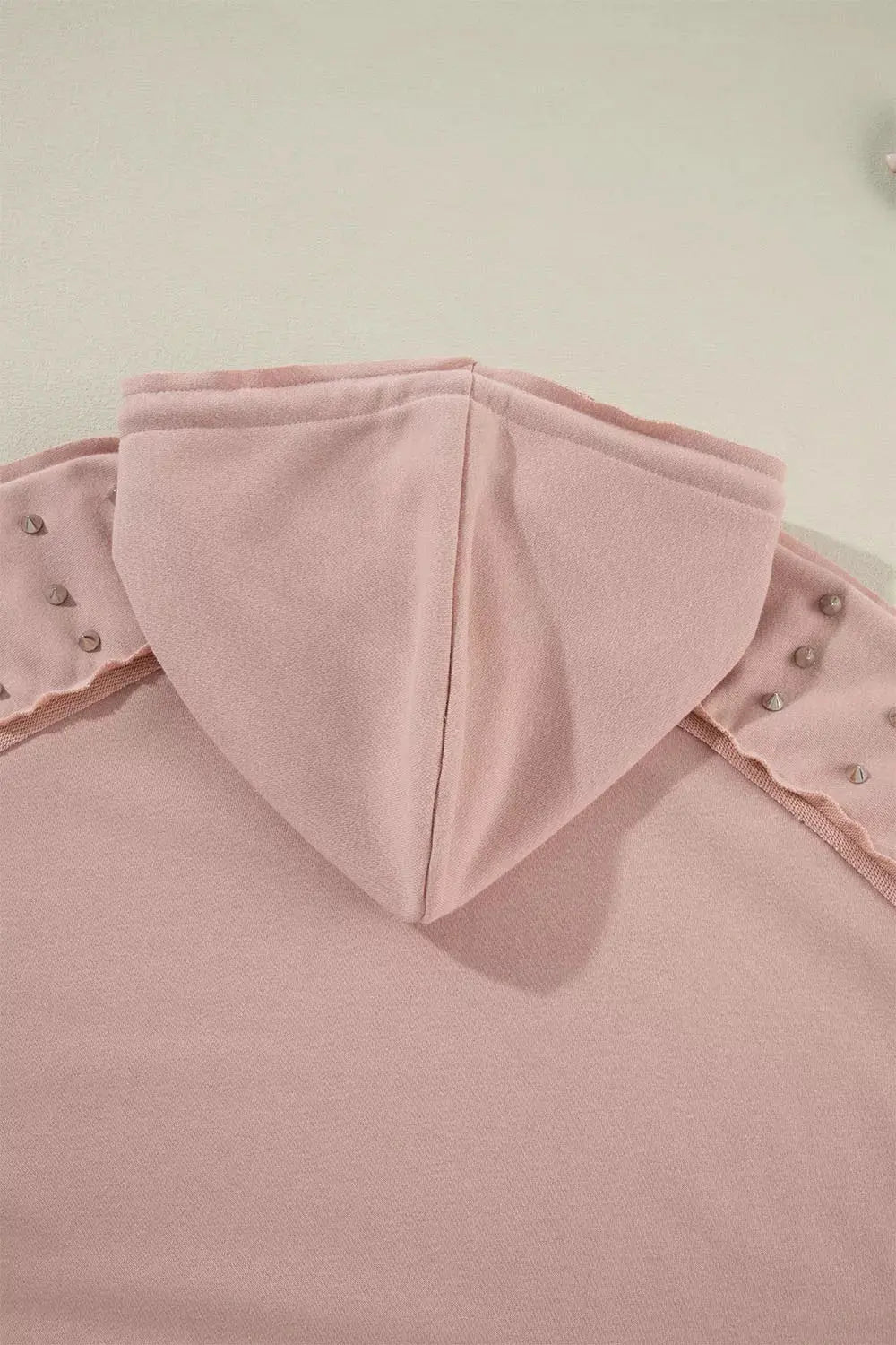 Drawstring Studded Shoulder Hoodie  Style Ratio