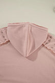 Drawstring Studded Shoulder Hoodie  Style Ratio