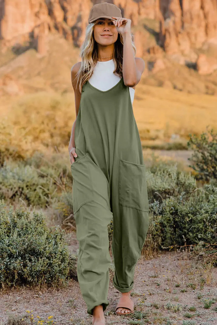 Double Take V Neck Sleeveless Jumpsuit with Pockets  Style Ratio