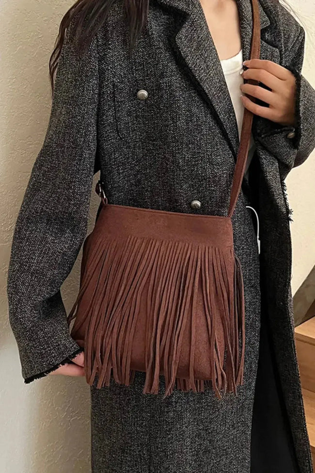 Suede Fringe Shoulder Bag  Style Ratio