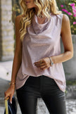 Animal Print Scarf Collar Sleeveless Loose Top  Style Ratio