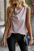 Animal Print Scarf Collar Sleeveless Loose Top  Style Ratio