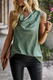 Animal Print Scarf Collar Sleeveless Loose Top  Style Ratio