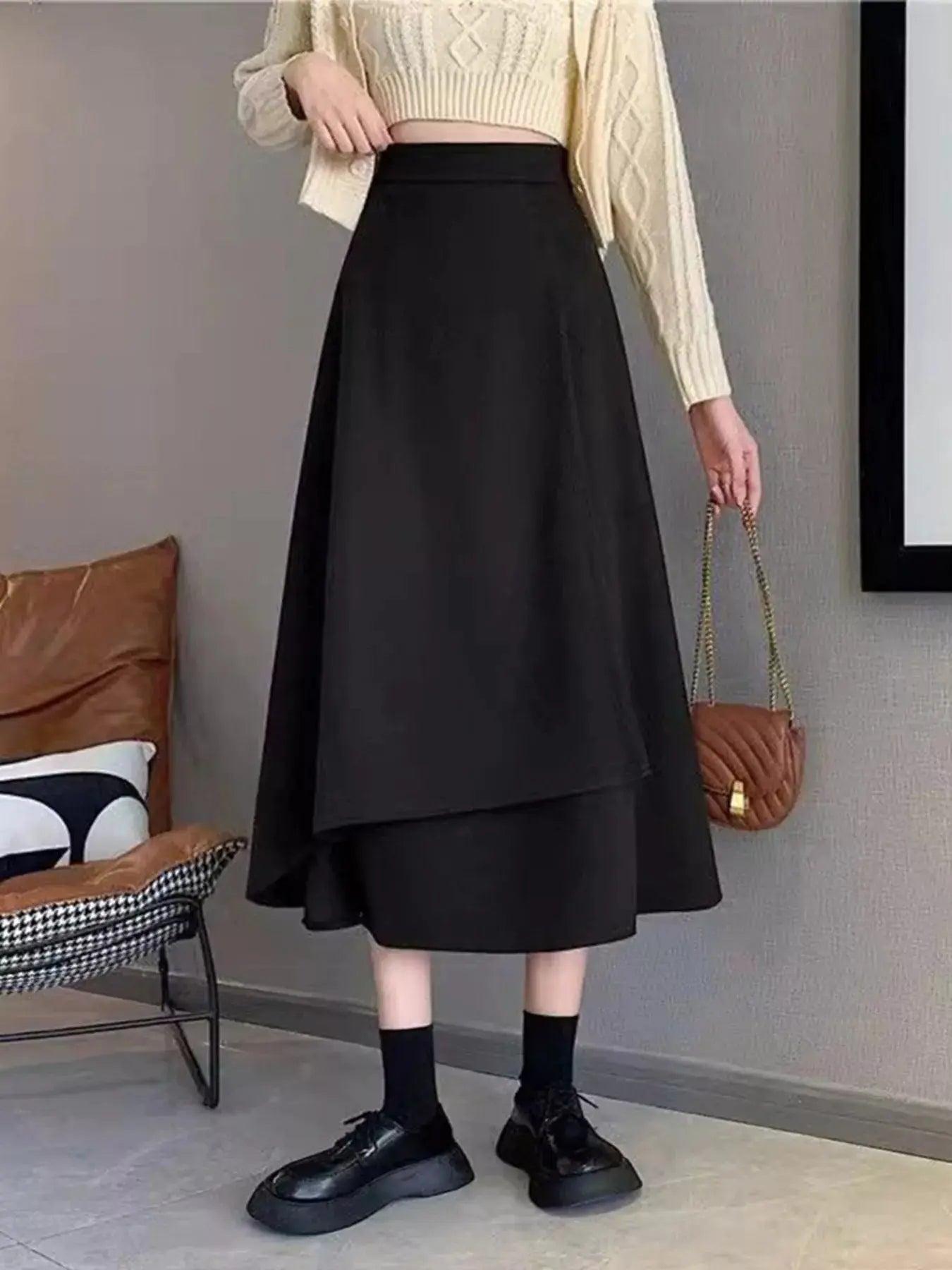 Asymmetrical Hem A-Line Skirt  Style Ratio