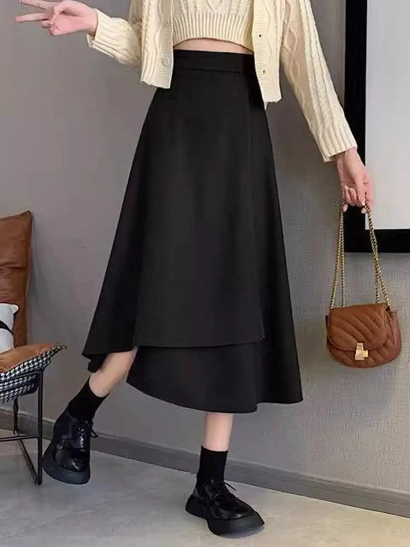 Asymmetrical Hem A-Line Skirt  Style Ratio