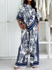 Asymmetrical Printed Top and Wide-Leg Pants Set  Style Ratio
