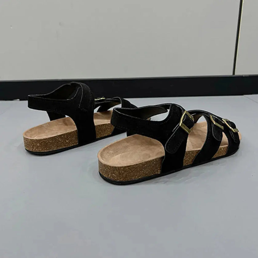 Open Toe Flat Buckle Sandals - Style Ratio