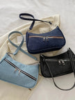 Denim Shoulder Bag with Zip  Style Ratio