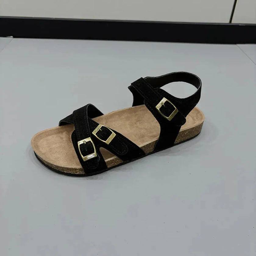 Open Toe Flat Buckle Sandals - Style Ratio