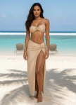 Beige Luxe Maxi 3 Piece Bikini Set Star Fish  Style Ratio