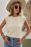 Beige Solid Textured Batwing Sleeve Crew Neck Top  Style Ratio