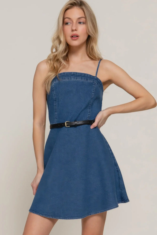 Belted Cami A-line Mini Dress  Style Ratio