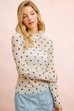 BiBi High Neck Line Polka Dots Mesh Top With Thumb Open  Style Ratio