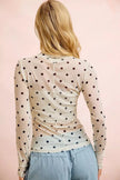 BiBi High Neck Line Polka Dots Mesh Top With Thumb Open  Style Ratio