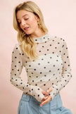 BiBi High Neck Line Polka Dots Mesh Top With Thumb Open  Style Ratio