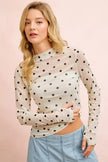 BiBi High Neck Line Polka Dots Mesh Top With Thumb Open  Style Ratio