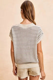 BiBi Pointelle Stripes Sleeveless Drop Shoulder Lightweight Sweater Top  Style Ratio