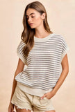BiBi Pointelle Stripes Sleeveless Drop Shoulder Lightweight Sweater Top  Style Ratio