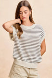 BiBi Pointelle Stripes Sleeveless Drop Shoulder Lightweight Sweater Top  Style Ratio