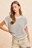 BiBi Pointelle Stripes Sleeveless Drop Shoulder Lightweight Sweater Top  Style Ratio