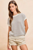 BiBi Pointelle Stripes Sleeveless Drop Shoulder Lightweight Sweater Top  Style Ratio