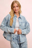 BiBi Printed Washed Denim Jacket With Pocket  Style Ratio