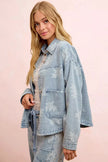 BiBi Printed Washed Denim Jacket With Pocket  Style Ratio