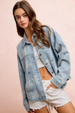 BiBi Printed Washed Denim Jacket With Pocket  Style Ratio