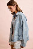 BiBi Printed Washed Denim Jacket With Pocket  Style Ratio