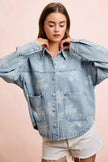 BiBi Printed Washed Denim Jacket With Pocket  Style Ratio