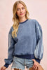 BiBi Washed Denim Lace Contrast Sided Sweatshirt  Style Ratio