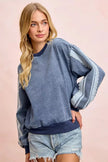 BiBi Washed Denim Lace Contrast Sided Sweatshirt  Style Ratio
