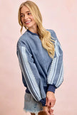 BiBi Washed Denim Lace Contrast Sided Sweatshirt  Style Ratio