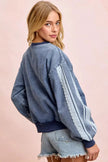 BiBi Washed Denim Lace Contrast Sided Sweatshirt  Style Ratio
