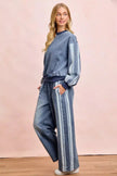 BiBi Washed Denim Lace Contrast Sided Sweatshirt  Style Ratio