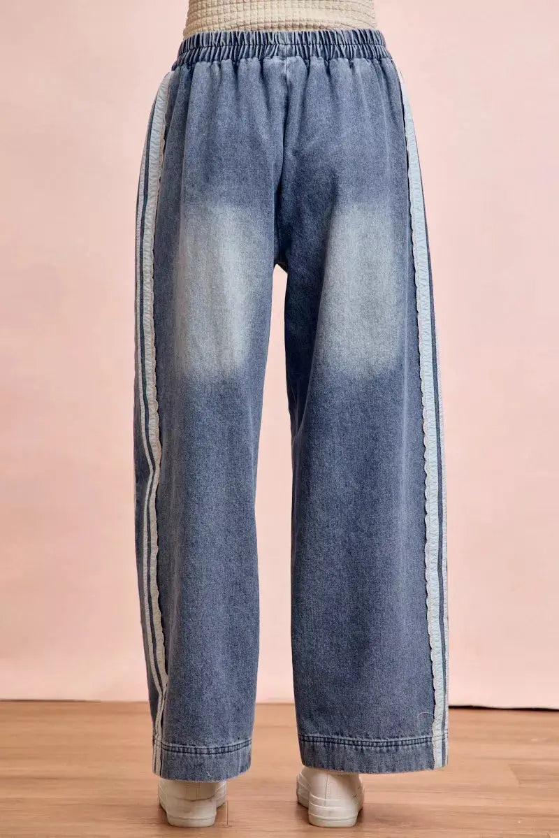 BiBi Washed Lace Contrast Sided Jeans  Style Ratio