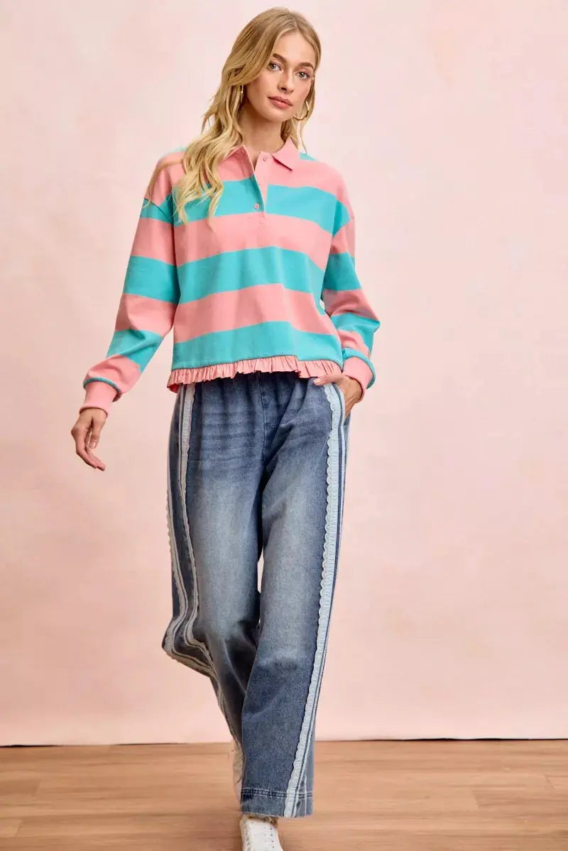 BiBi Washed Lace Contrast Sided Jeans  Style Ratio