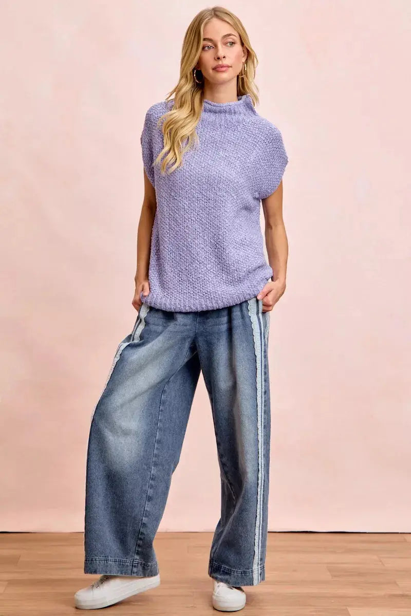 BiBi Washed Lace Contrast Sided Jeans  Style Ratio
