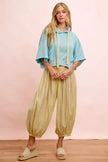 BiBi Washed Terry Short Sleeve Drawstring Hoodie Top  Style Ratio