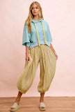 BiBi Washed Terry Short Sleeve Drawstring Hoodie Top  Style Ratio