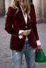 Burgundy Lapel Collar One Button Blazer  Style Ratio