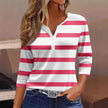 Stripe V Neck Buttoned Casual Shirt - Style Ratio