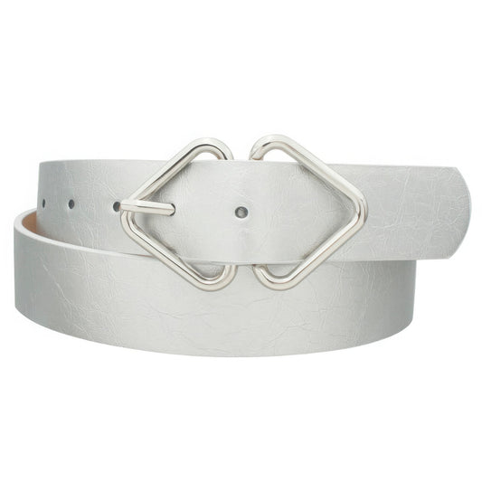 Mirrored Triangle Cracked Buckle Belt