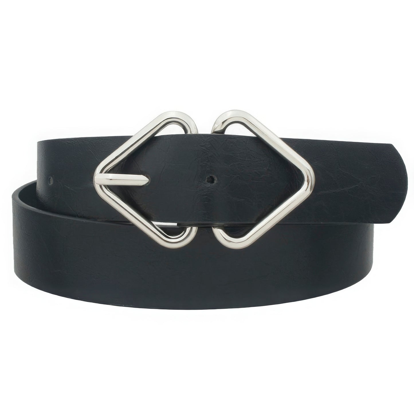 Mirrored Triangle Cracked Buckle Belt