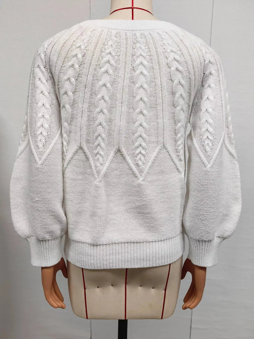 Cable-Knit Round Neck Sweater  Style Ratio